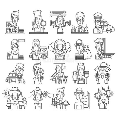 Collection Of People In Different Professions Vector Illustration