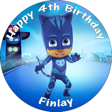 Pj Masks Catboy Birthday Cake Edible Round Printed Cake Topper Decoration