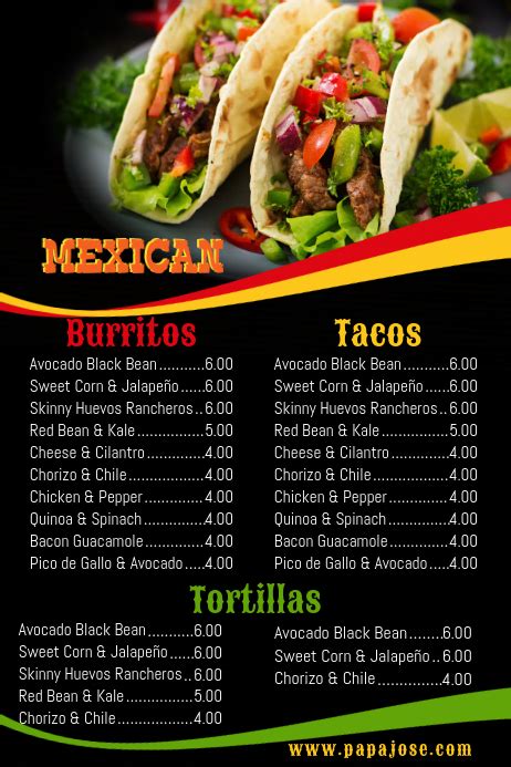 Learn how to make all your restaurant favorites at home. Mexican Food Menu Template | PosterMyWall