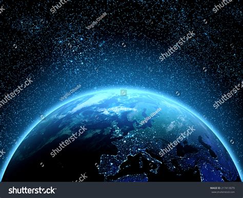 Planet Earth Seen From Space At Night Time Nasa Texture