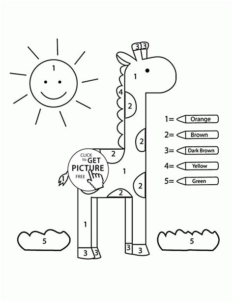 Free, printable labels for everything. Color by Number Simple Giraffe coloring page for ...