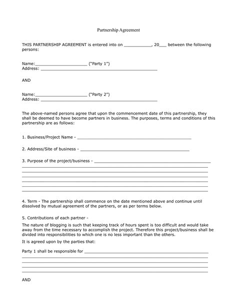 Partnership Agreement Template Doc Get What You Need For Free