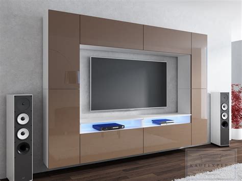 Weitere ideen zu wohnwand, wohnen, wohnwand modern. KAUFEXPERT - Wohnwand Cinema Cappuccino Hochglanz/Weiß Mediawand Medienwand Design Modern Led ...