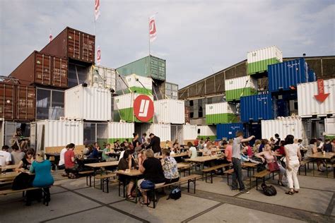 Temporary Shipping Container City In Amsterdam Netherlands By O