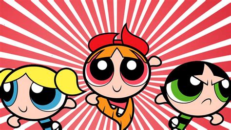 The Powerpuff Girls Blossom Bubbles And Buttercup In A Striped Red