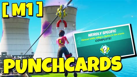 The player will be rewarded for completing tasks like killing enemies with specific weapons or landing in specific locations. Fortnite Punch Card Quick Guide - ( M1 ) - ** WEIRDLY SPECIFIC ** - YouTube