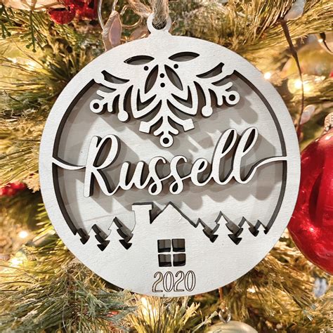 Custom Name Wood Laser Cut Christmas Ornament Personalized Sawdust