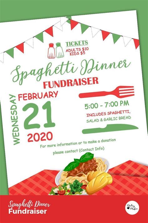Editable Spaghetti Dinner Benefit Fundraiser Flyer Poster Instant