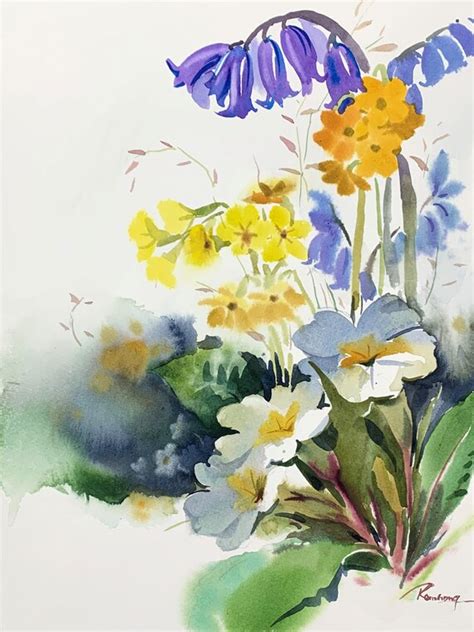 Wild Flowers Original Art Watercolor Painting Wall Decor T Etsy