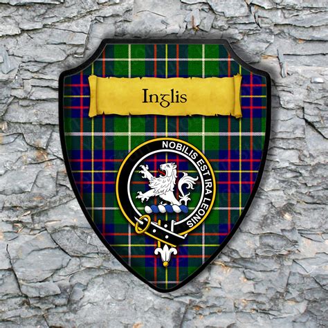 Inglis Shield Plaque With Scottish Clan Coat Of Arms Badge On Clan