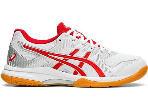 Womens Gel Rocket 9 Whiteclassic Red Volleyball Shoes Asics