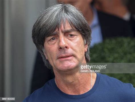 germany s head coach joachim loew talks to media as he arrives at news photo getty images