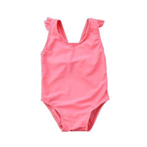 Solid Girls One Piece Bathing Suit Swimwear Newborn Kids Baby Girl
