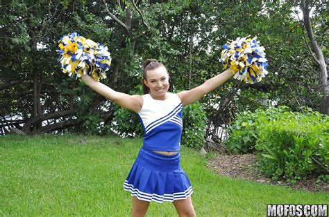 amateur cheerleader tiff bannister shows off in a sexy uniform skirt outdoor r18hub