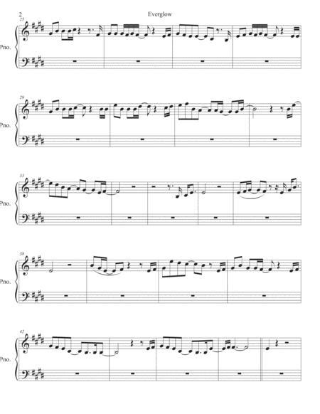 Everglow Original Key Piano Free Music Sheet