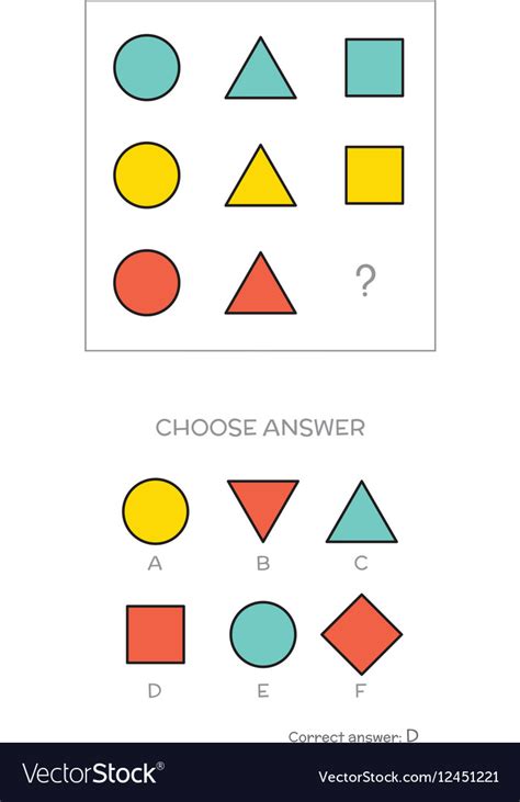 Iq Test Choose Correct Answer Royalty Free Vector Image