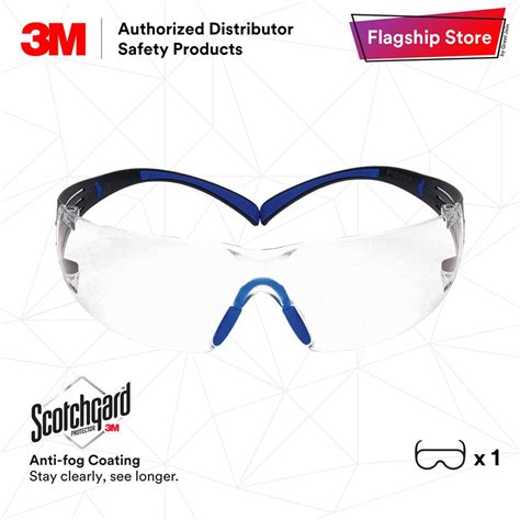 3m sf401sgaf blu securefit safety glasses with clear scotchgard anti fog lens [clear lens blue