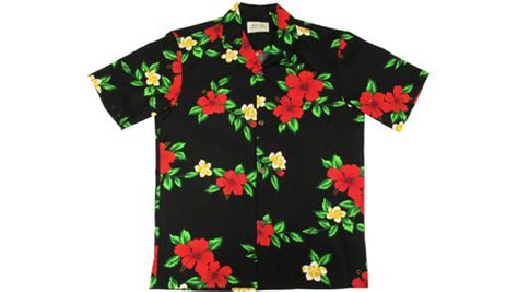 Cotton 100 Black Hibiscus Aloha Shirt CH 01 GO RHC