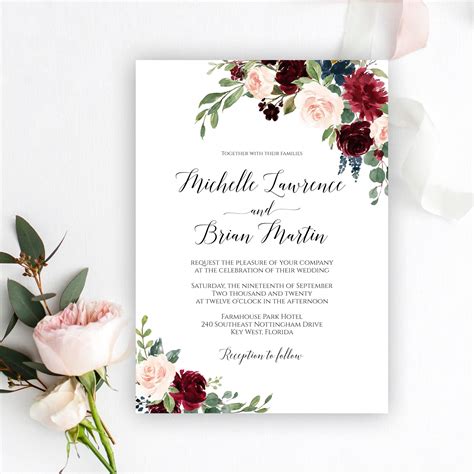 templates invitations and paper gold greenery wedding invitation template 100 editable printable