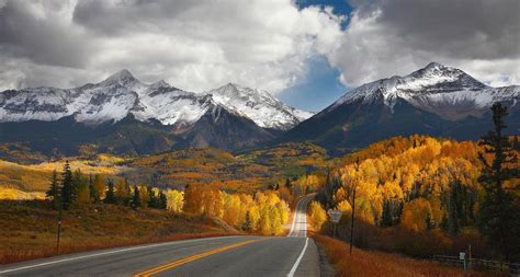 2912938 Nature Photography Landscape Road Mountains Snowy Peak Fall