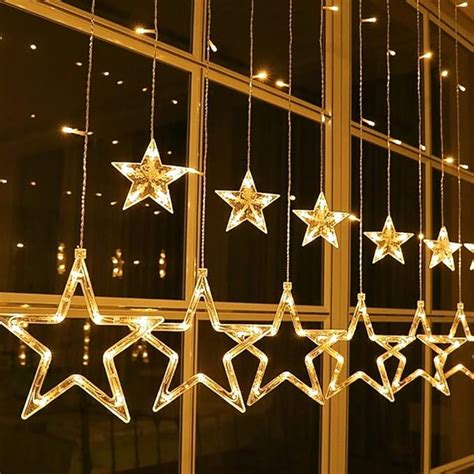 Qedertek Christmas Star Curtain Lights 138 Led Curtain Fairy Lights