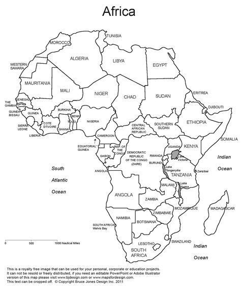 Comprehensive blank map for africa printable blank united. Printable Map of Africa | Africa, Printable Map with Country Borders and Names, Outline, Blank ...