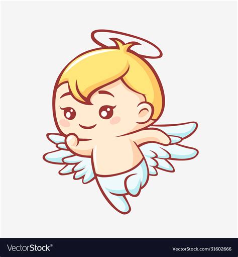 Little Angel Cartoon Kawaii Smiling Cute Angel Vector Image
