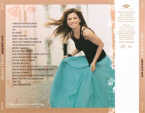 Shania Twain Greatest Hits UICM 1035 Japanese Back Cover Shania