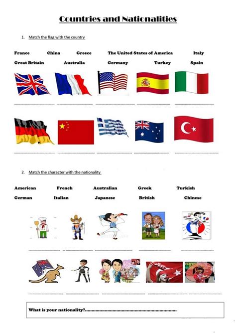 Countries And Nationalities Pdf Y Ejercicio Online Por Cootyazorin