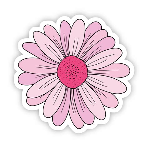 Pink Daisy Aesthetic Sticker Aesthetic Stickers Floral Stickers