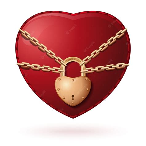 Premium Vector Locked Heart Heart Wrapped In Chains Heart In Golden