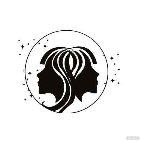 Black And White Gemini Zodiac Sign Clipart In Illustrator Download