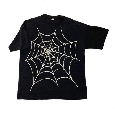 Vintage 90s Vintage Glow In The Dark Spider Web Halloween Tee Shirt