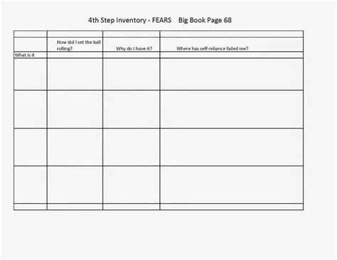 Free Printable Printable Aa 4th Step Worksheets
