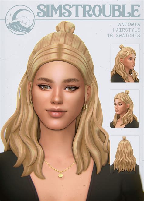 Antonia Half Updo Hair At Simstrouble Sims 4 Updates