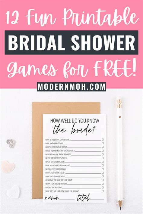 Free Printable Bridal Shower Games Bridal Shower Games Prizes