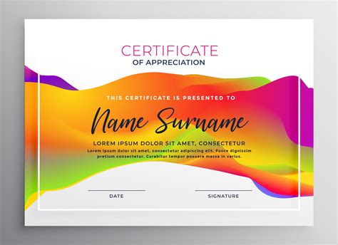 Creative Colorful Certificate Design Template Download Free Vector