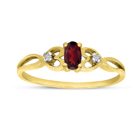 Direct Jewelry 10k Yellow Gold Oval Garnet And Diamond Ring