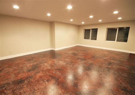 Stained Concrete Floor Studio Room Design Basement Flooring Options