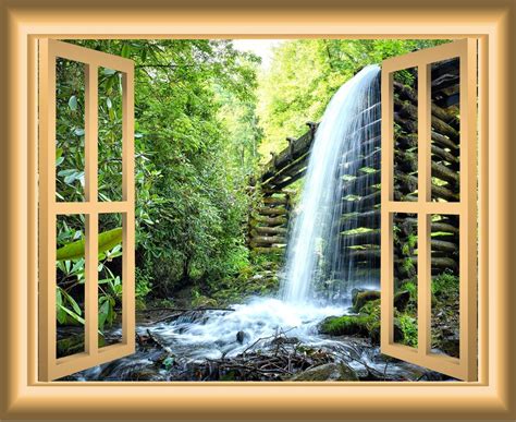 Vwaq 1x Waterfalls 3d Window Wall Decal Waterfall Decor Peel And Stick