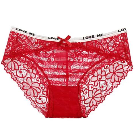Sexy Panties Lace Ladies Solid Color Cotton Fancy Letter Bow Breathable Mid Waist Women Briefs
