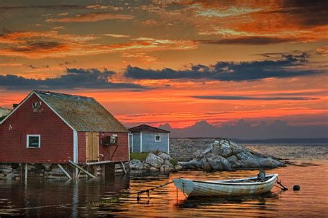 Peggys Cove Harbor In Nova Scotia Canada Last Light With Etsy