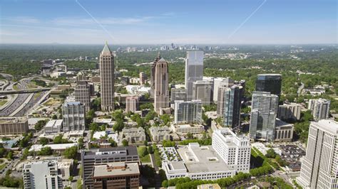 Midtown Office Buildings And Skyscrapers Atlanta Georgia Aerial Stock