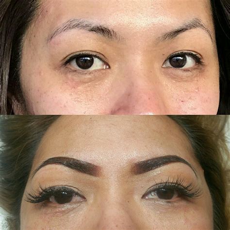 Ombre Powdered Brow Permanent Makeup Before And After She Looks Like
