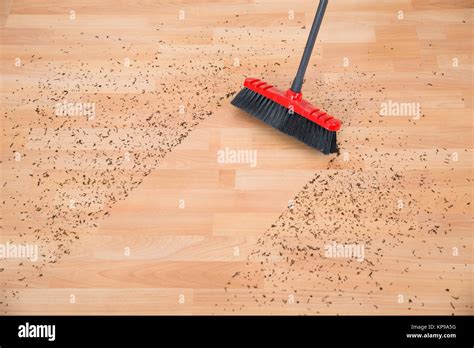 Sweeping Broom On Dirty Floor Stock Photos And Sweeping Broom On Dirty
