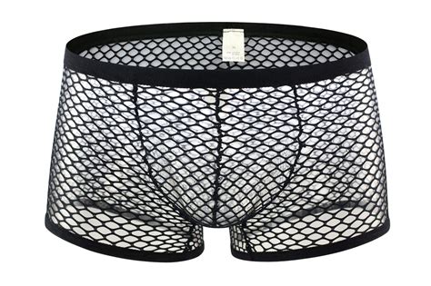 Buy Men S Sexy Mesh Underwear Boxer Shorts Low Waist See Through Sheer Swim Trunks Black Online