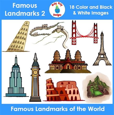 Wonderful Clip Art Set Containing Famous Landmarks From Around The