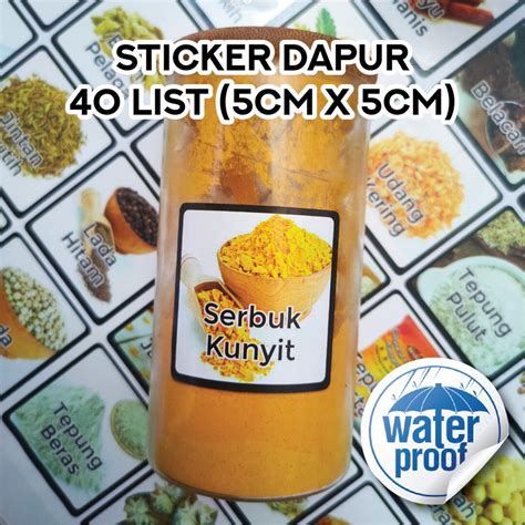 List Sticker Dapur Kitchen Label Rempah Ratus Murah Kalis Air