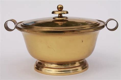 Solid Brass Covered Bowl Old Revere Style Ice Bucket Or Chafing Dish