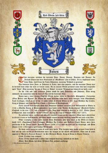 Jones Surname History Origin And Meaning With Coat Of Arms Download